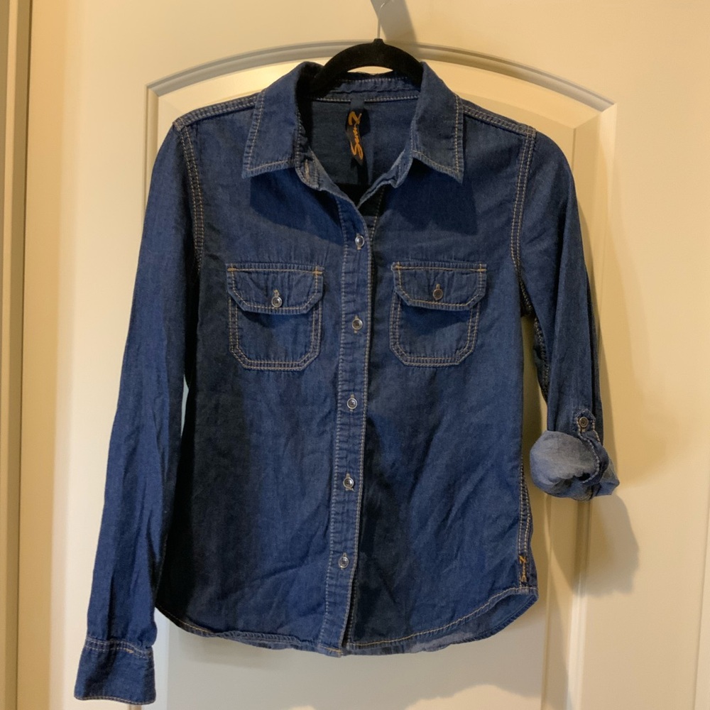 Women’s Seven7 Dark Blue Denim Shirt